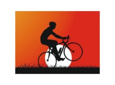 落日下的自行车运动图片
