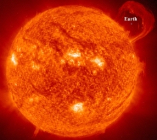 太空中的太阳和地球图片