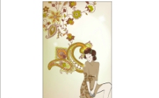 韩国高贵女性花纹矢量图图片