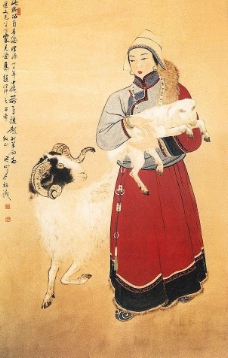 中华文化中国现代名家名画中国画牧羊图片